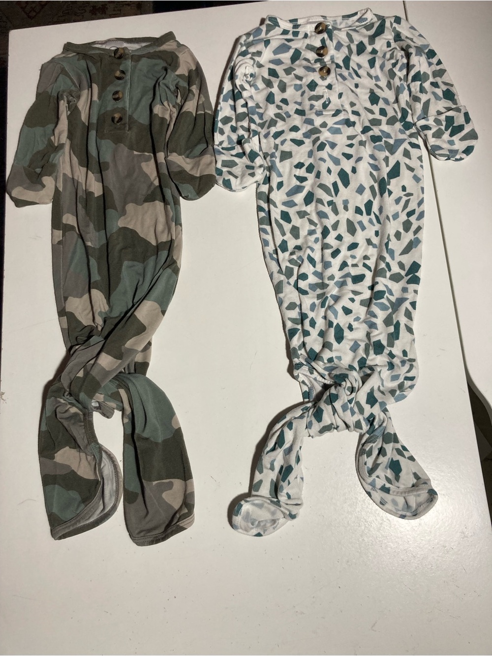 Lou Lou & Company Knotted Gown for Newborns Bundle Of 2 - Foldover Hands EUC